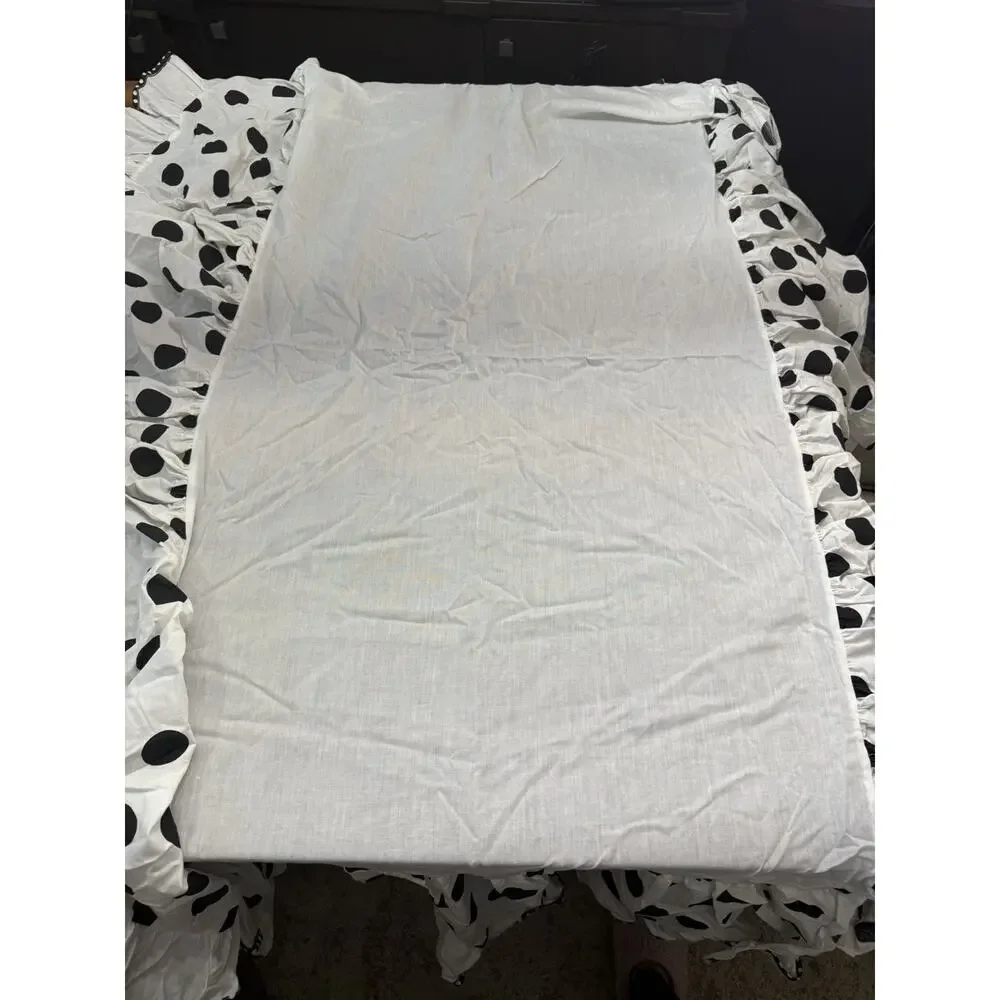 Vtg Polla Dot DinosaurCrib Blanket, Crib Skirt Bed Ruffle & Hamper Bag 3 pieces